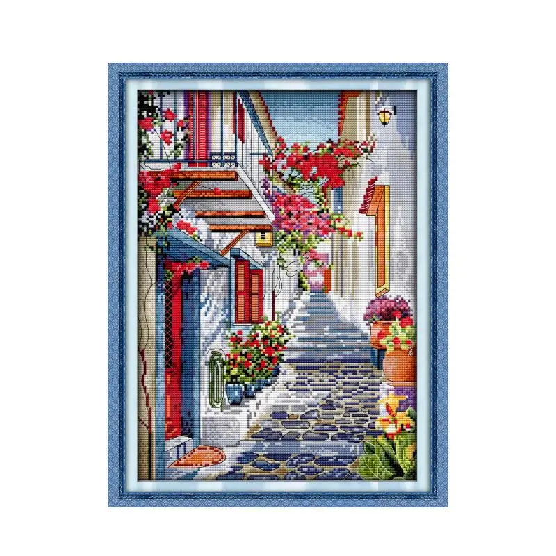 Flower Street 1 cross stitch kit aida 14ct 11ct count print canvas stitches embroidery DIY handmade