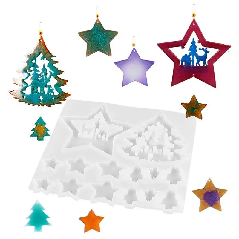 

3D Christmas Decorations Mould DIY Plaster 3D Abstract Decorative Epoxy Resin Mould Aromatherapy Scented Candle Forms Candle