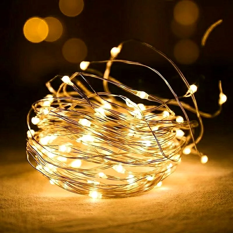 

2M 3M 5M 10M LED String Lights Silver Wire Fairy Lights Festoon Garland New Year Christmas Noel Navidad Wedding Party Decoration