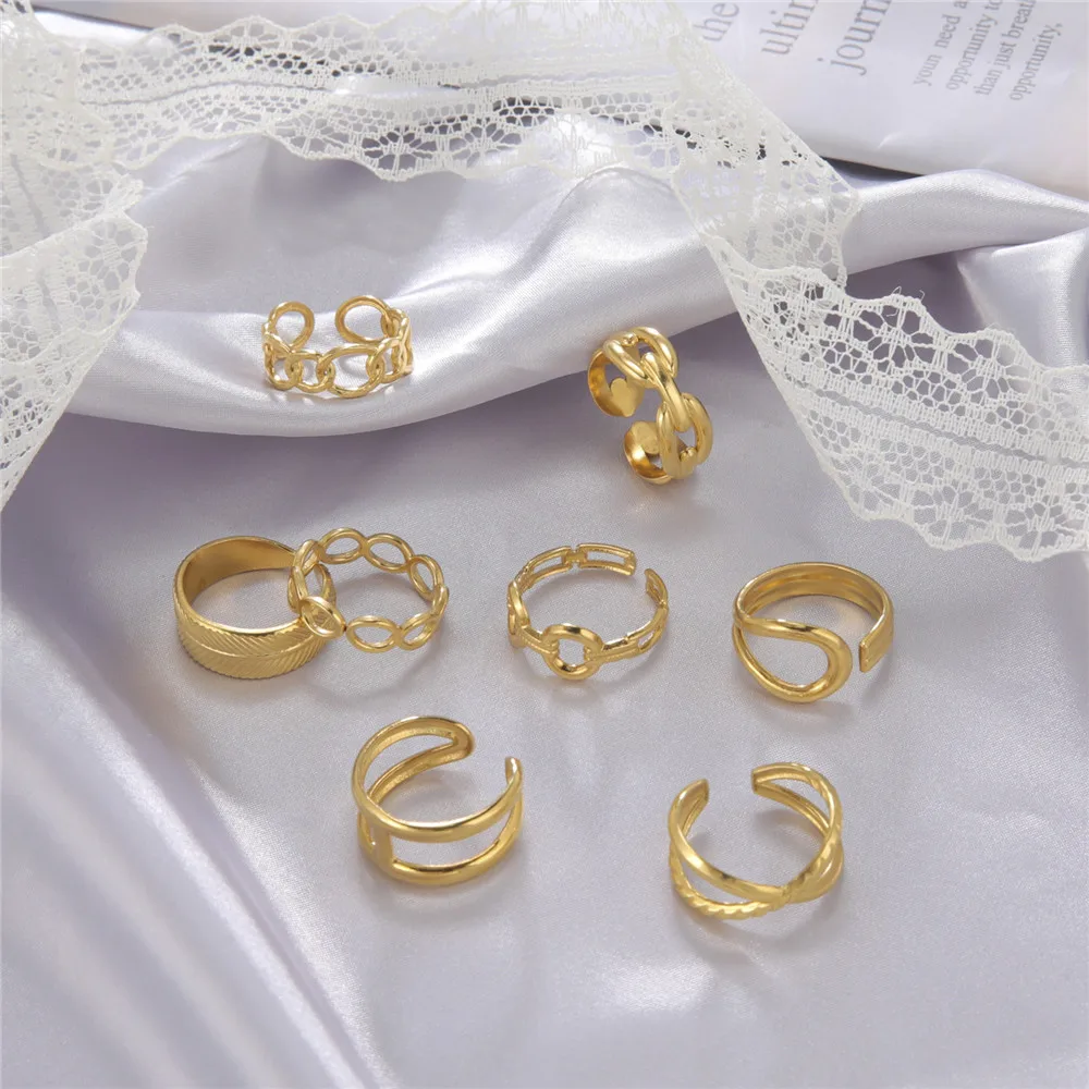 Skyrim Геометрическое открытое женское кольцо из нержавеющей стали регулируемое на