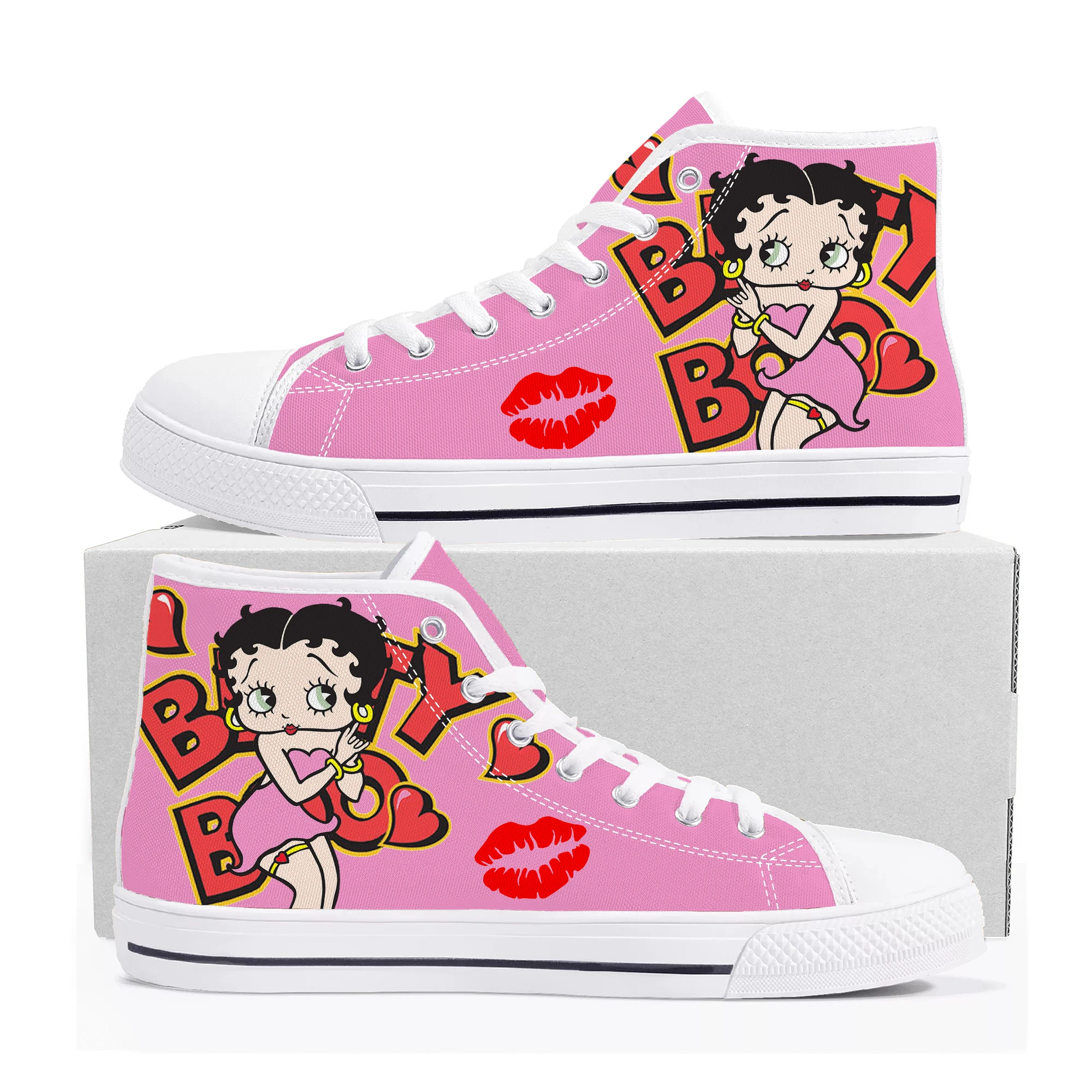 

Boops Anime Cartoon Manga Comic Betty High Top Sneakers Mens Womens Teenager High Quality Canvas Sneaker Couple Customized Shoes
