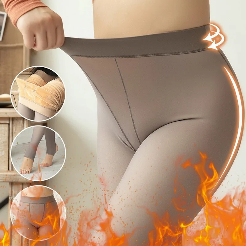 Теплые чулки оригинальные теплые зимние колготки для женщин прозрачные флисовые