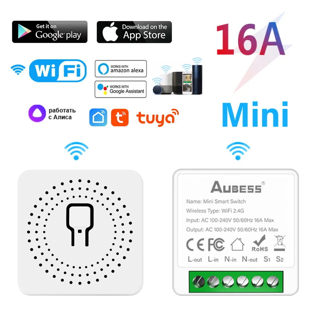 

Умный Wi-Fi переключатель 16 А с поддержкой Alexa Google Home Яндекс. Алиса