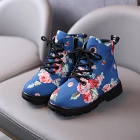kids girls fashion floral print martin boots 2022 new spring autumn casual shoes childrens girls non slip low heel rubber boots