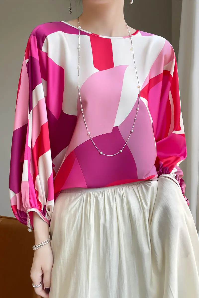 Новинка лета Шелковый Гладкий атлас с разрезом на рукавах жаккардовый