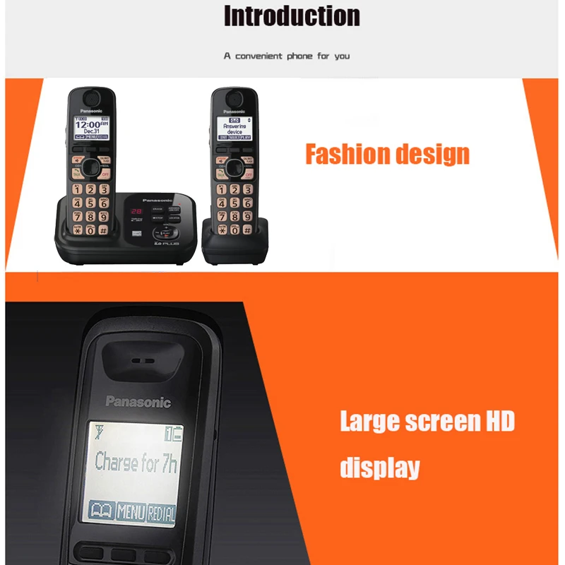 digital cordless phone with bluethooth answer machine handfree voice mail backlit lcd wireless telephone for office home black free global shipping