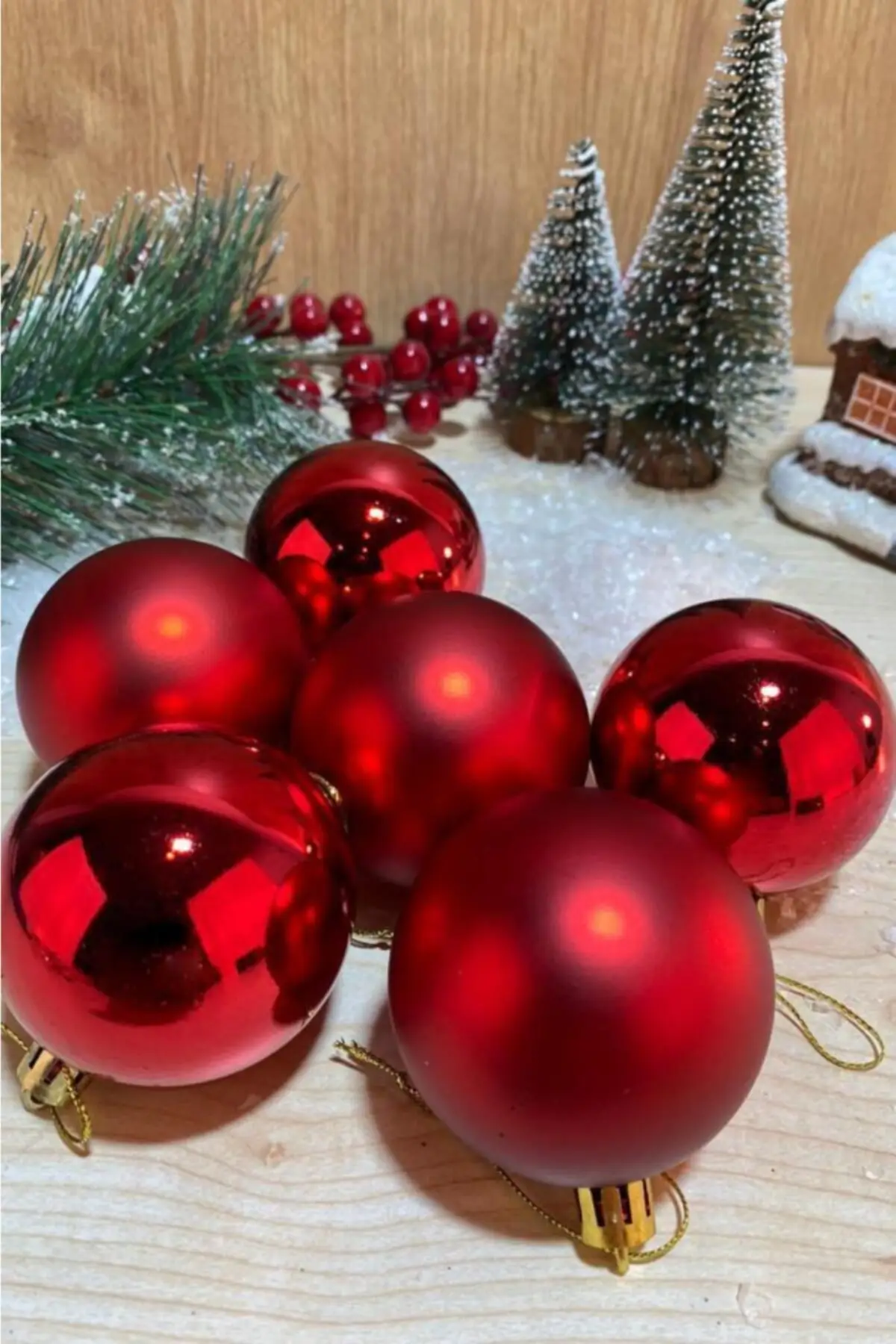 

Christmas Spirit - Christmas Pine Tree Ornament Ball 6 Cm 6 Pcs Red - Noel - Xmas - Trendy - Gift - Winter Home Decoration