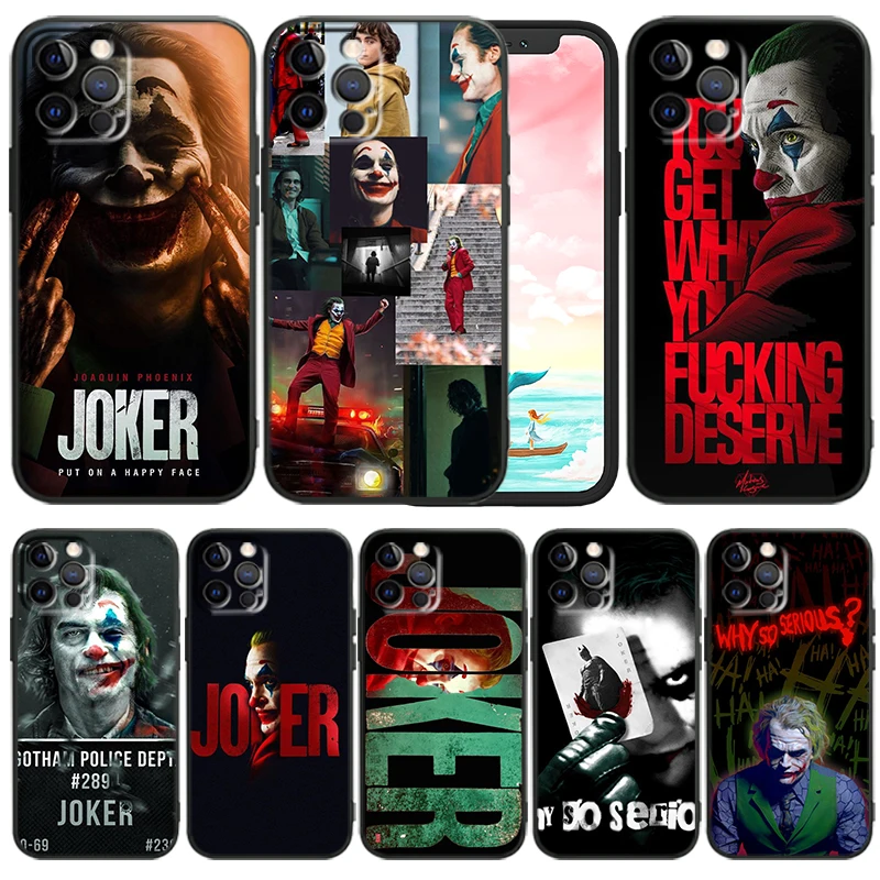 

Fashion Movie Joker Art Cool Phone Case For iPhone 14 13 12 Mini 11 XS Pro Max X XR 8 7 6 Plus 5 SE 2020 Black Funda TPU Cover