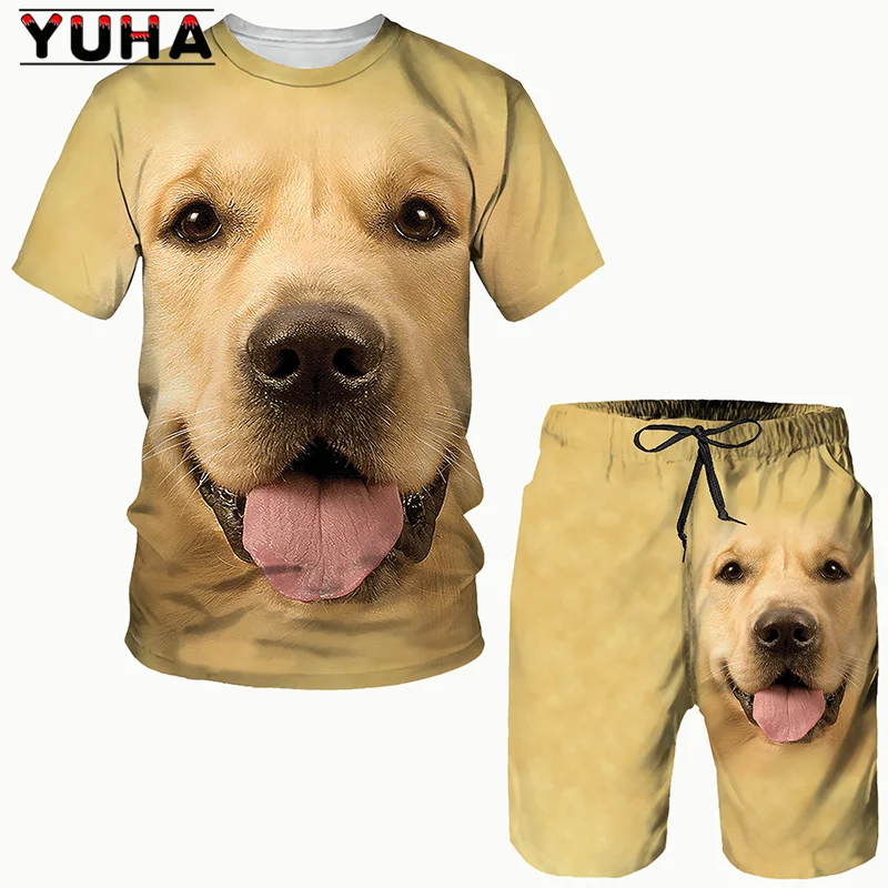 YUHA, Rottweiler 3D Printed Dog Men's T shirt Shorts Set Men's Sportswear Tracksuit Summer O Neck Short Sleeve Cool Men's Clothi