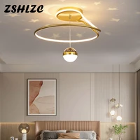 modern minimalist led chandeliers for living room bedroom study kitchen gray starry sky chandelier round home ceiling lamps 220v