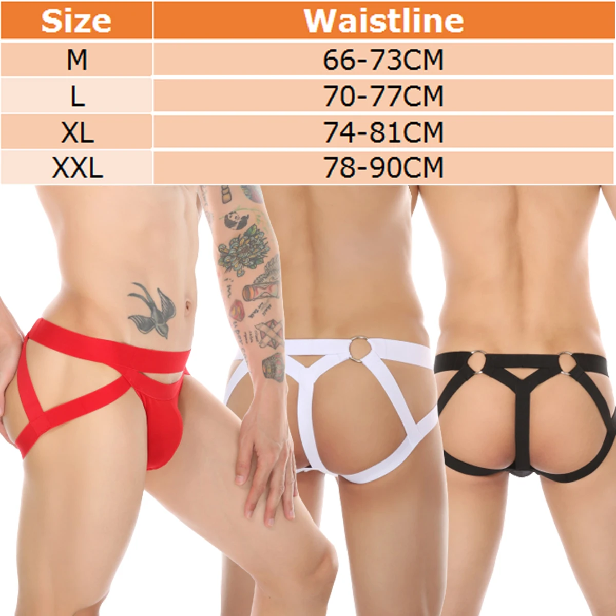 YUFEIDA Sexy Men Bondage Underwear Jockstrap G String Thongs Male Backless Hollow Lingerie Thong T-back Penis Pouch Underpants