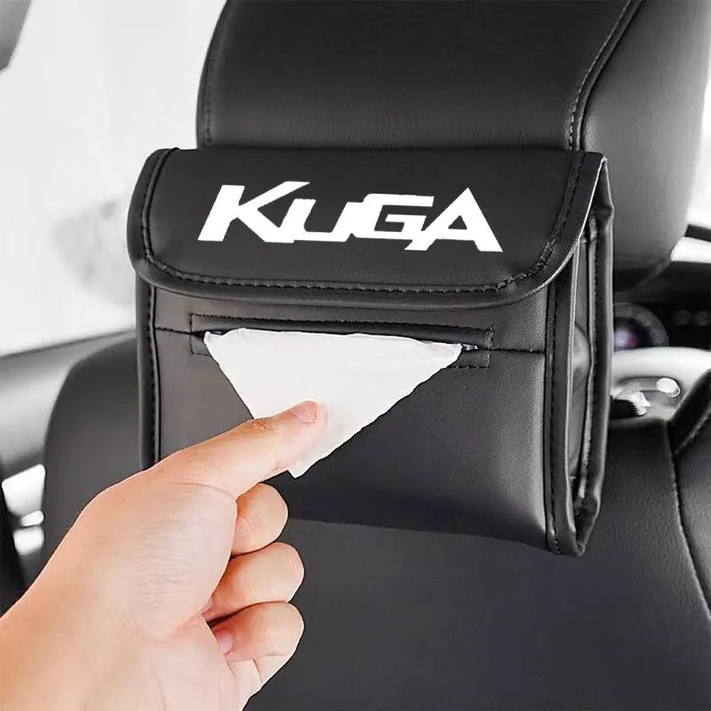 

Car Leather Tissue Bag Car Backseat Tissue Case Storage For Ford kuga car accessories
