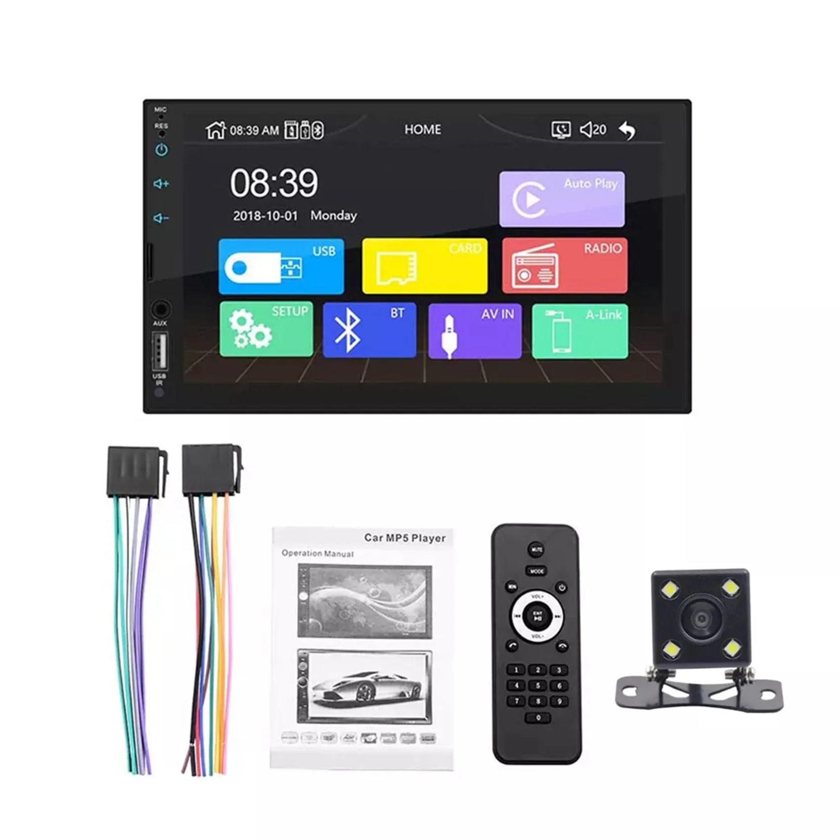 

2 Din Carplay Car Radio Bluetooth Android Auto Stereo Receiver 7inch Touch Screen MP5 Player USB ISO Audio System