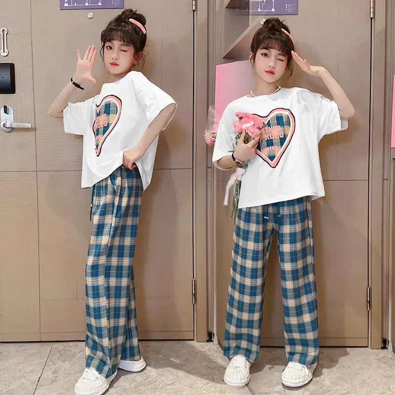 

tracksuit for kids Little Girl Summer Cute Clothing Set O-Neck Short Sleeve Two Piece Set 7 9 11 13 Years Child Boutique Outfits