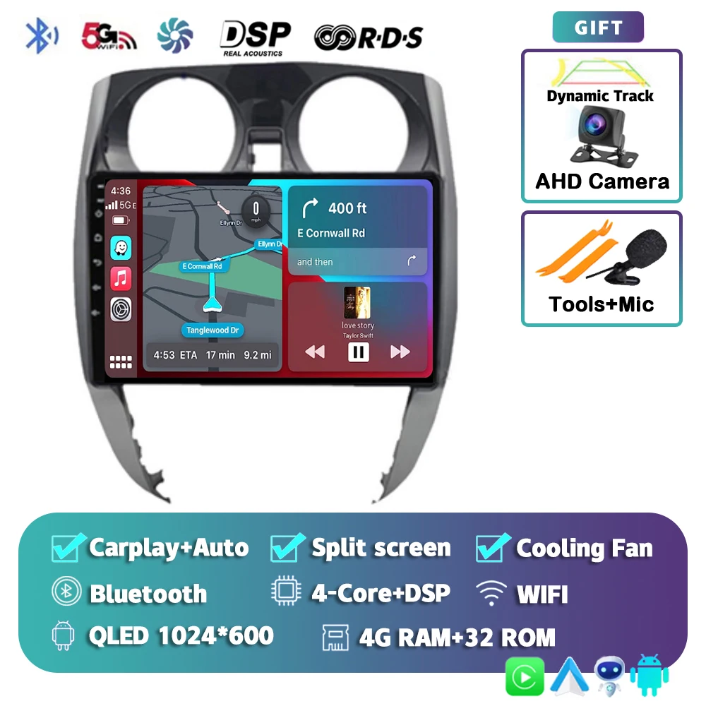 

Android 14 Carplay авто радио для Nissan Note 2 E12 2012-2021 мультимедийный плеер GPS стерео навигация WIFI + 4G DSP 360 камера