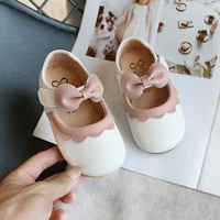 2021 new bowknot leather shoes girls baby shoes 1 8 years old non slip soft sole spring little girls single shoes e419