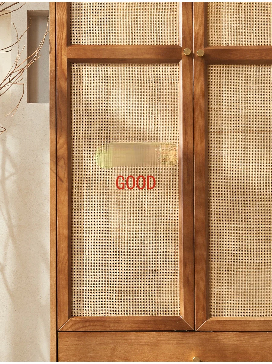 Шкаф из ротанга в скандинавском стиле простой современный шкаф массива дерева