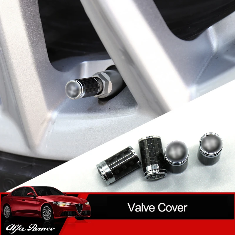 

TAJIAN Car Wheel Tire Valve Stem Caps For Alfa Romeo Giulia Stelvio Dustproof Core Decorative Covers 4Pcs/Set Aluminum Alloy