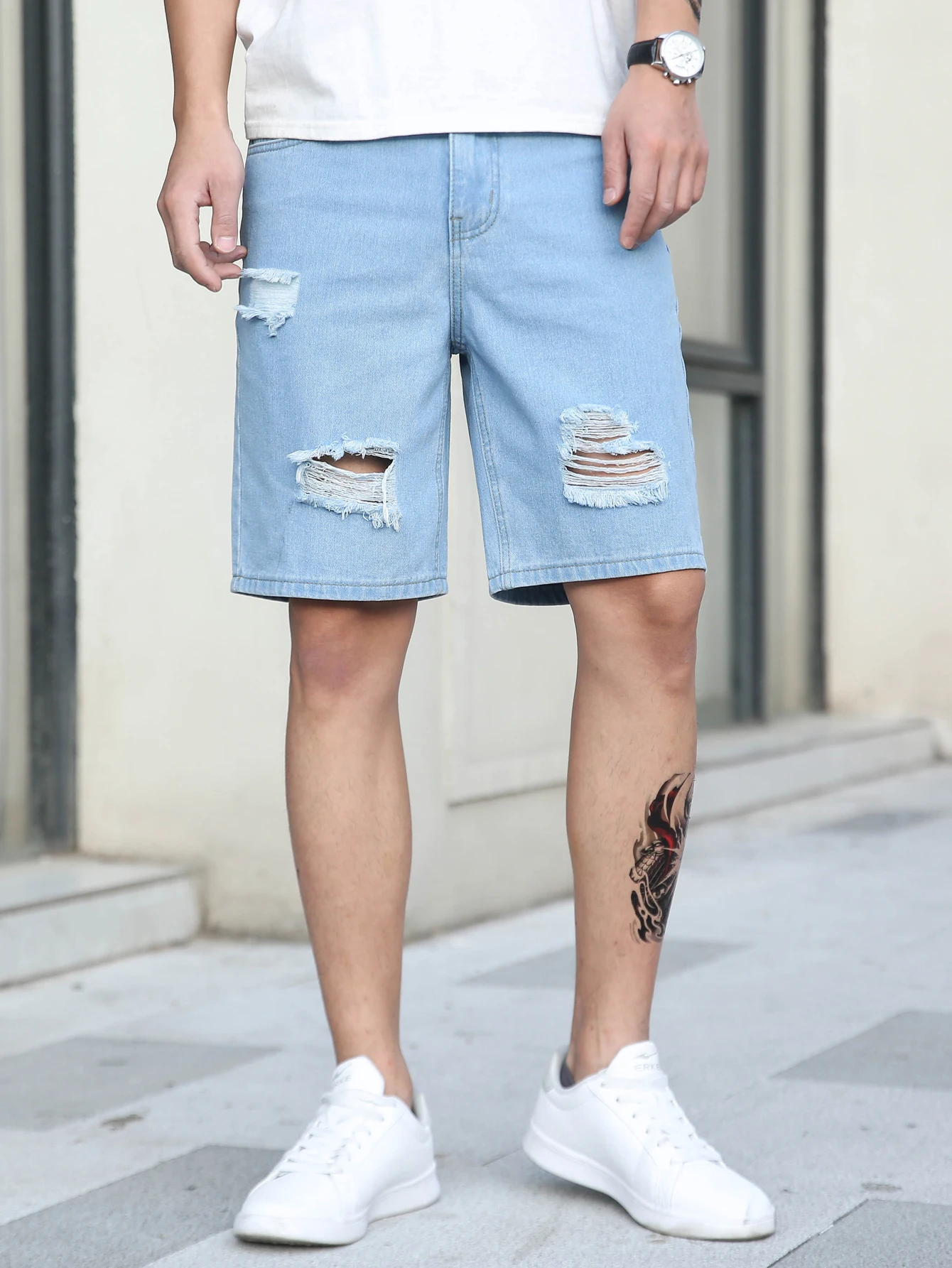 2022 Hot Sale New fashion personality casual men's ripped denim shorts cheap men's original jeans shorts