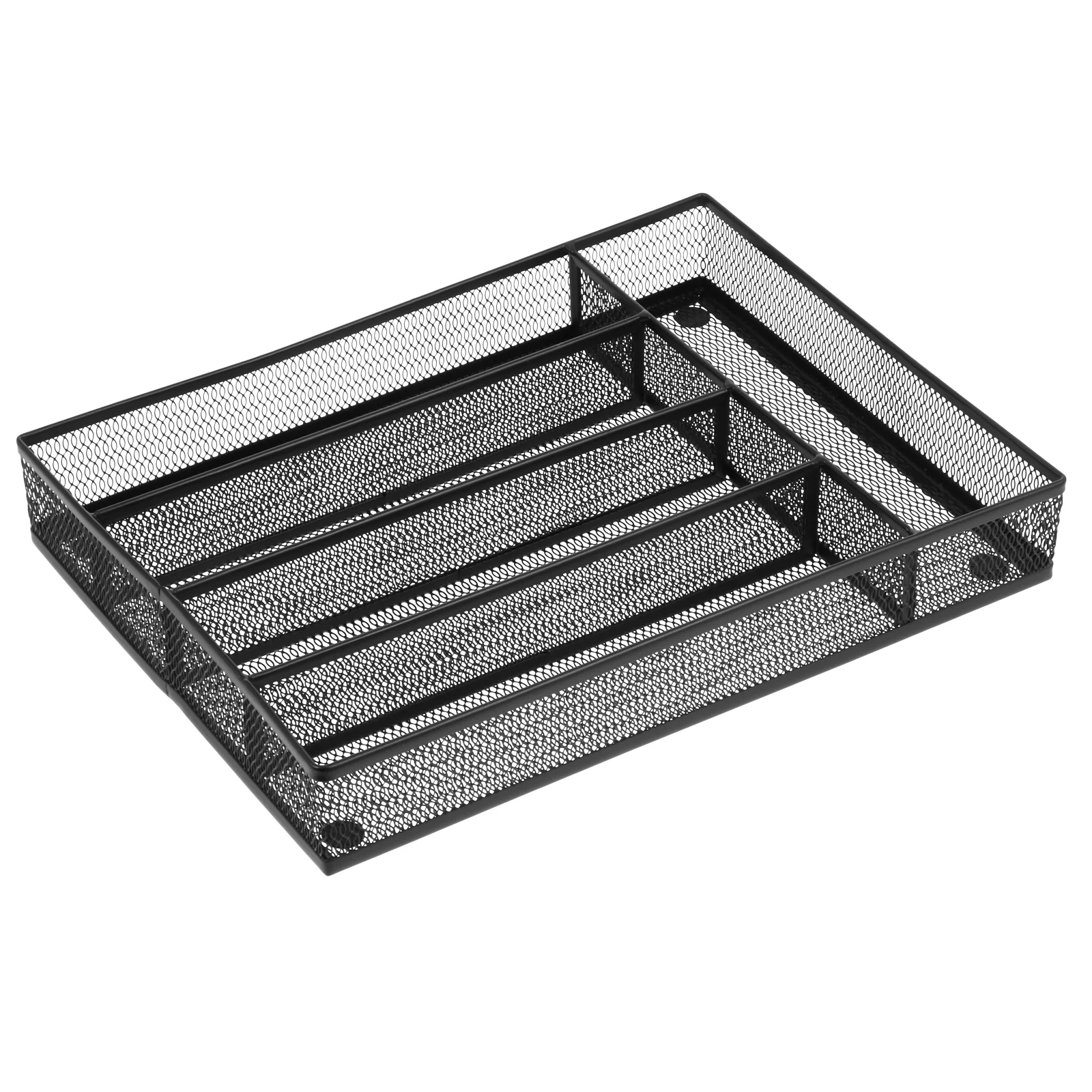 

1Pc 5 Compartments Draining Storage Rack Drawer Desk Kitchen Storage Box (Black)