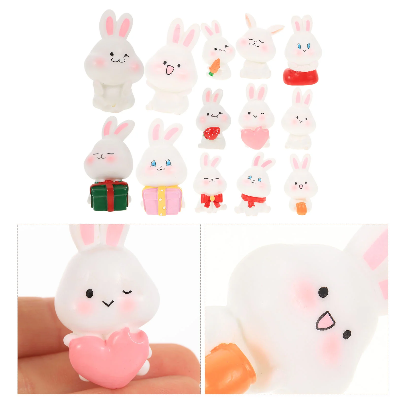 

Rabbit Bunny Animal Figurine Statue Decor Figurines Ornament Miniature Figure Micro Garden Minitoys Lucky Toy Characters