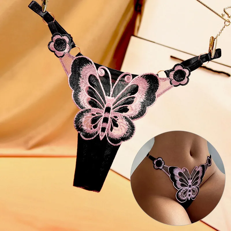 

1PC Women's Butterfly Embroidered Sexy Panties Adjustable Hollow Out Thong G String Erotica Lingerie Temptation Exotic Briefs