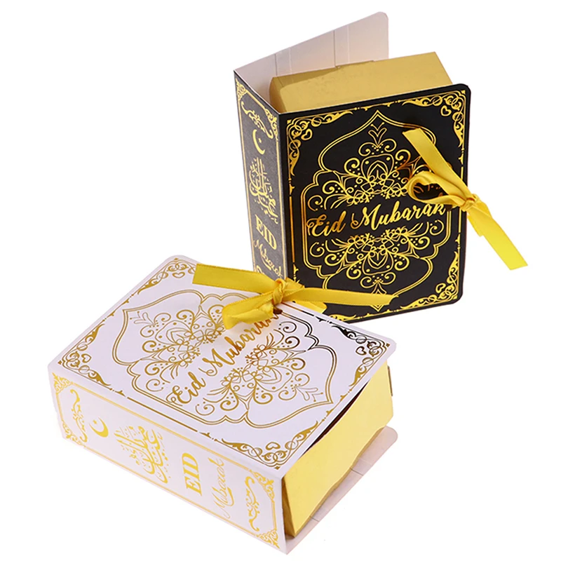 

5Pcs Book Shape Eid Mubarak Chocolate Candy Boxes Ramadan Decor Gift Packaging Box 2023 Islamic Muslim Festival Party Supplies
