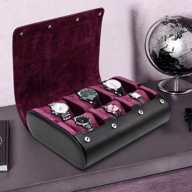 6 Slots Watch Box PU Leathers Watch Cases Holder  Storage Boxes for Men