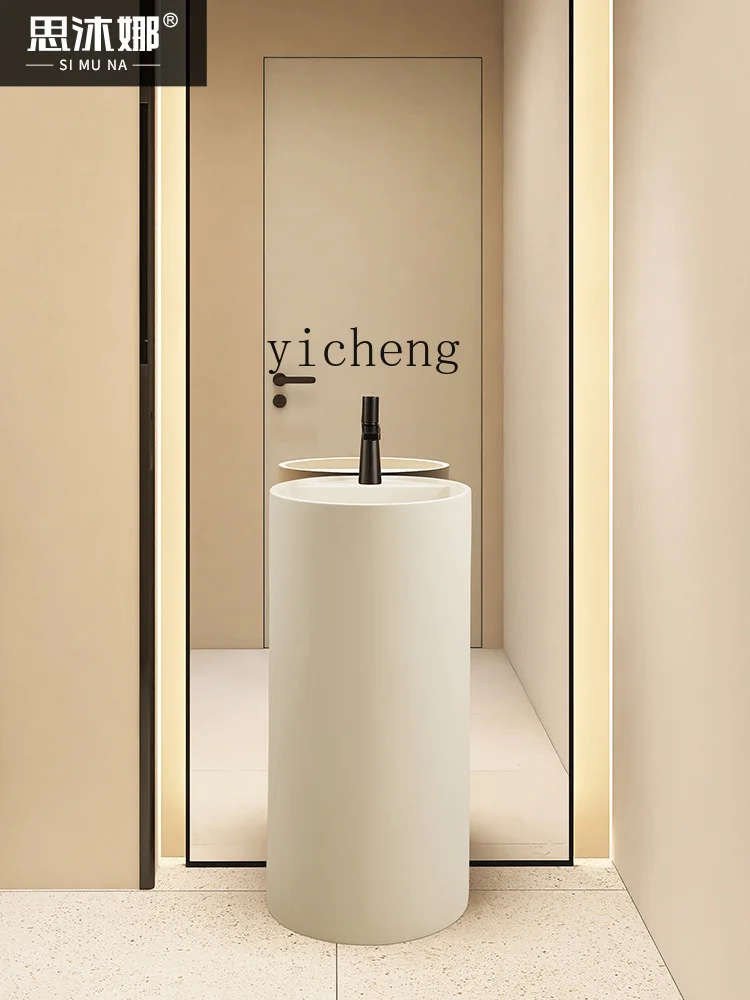 YY кремовая стильная раковина на подставке напольная интегрированная круглая