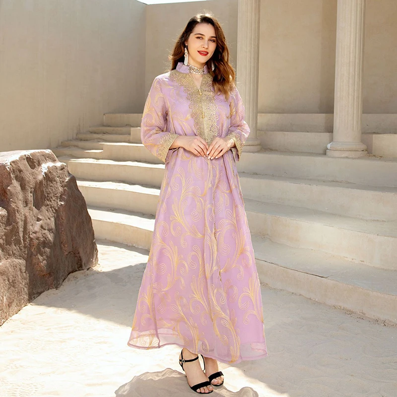 Embroidery Ramadan Eid Arabian Abaya For Women Dubai 2022 Button Moroccan Kaftan Islamic Turkish Muslim Lady Dress Luxury Abayas