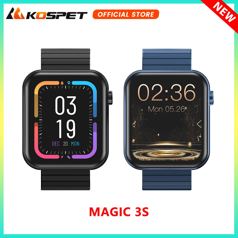 

2023 KOSPET MAGIC 3S Smartwatch Men Black Blue Bluetooth Calling 260mAh Heart Rate Sleep Monitor Fashion Smart Watch for Women
