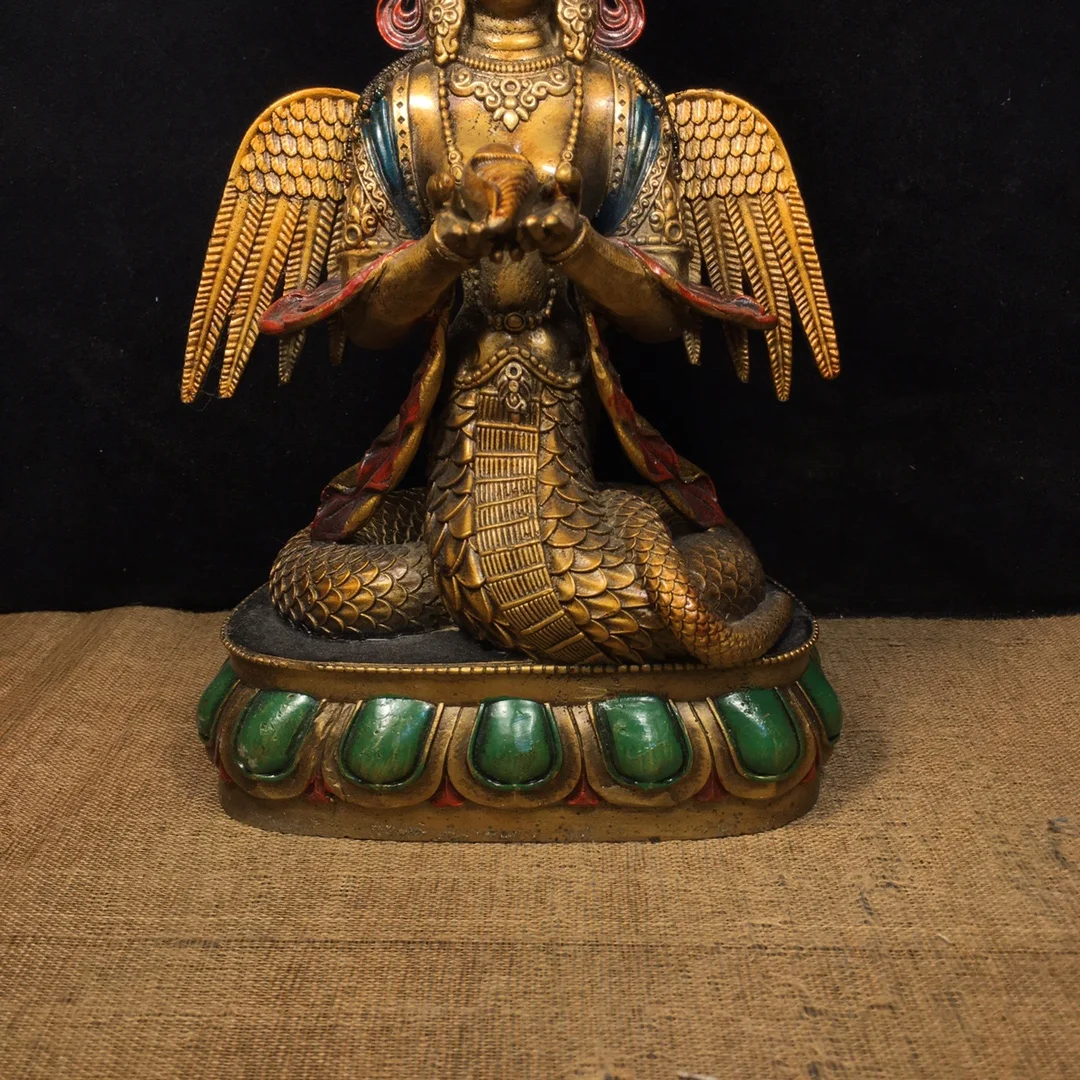 10-дюймовая коллекция тибетского храма окрашенная из старой бронзы Нагараджана
