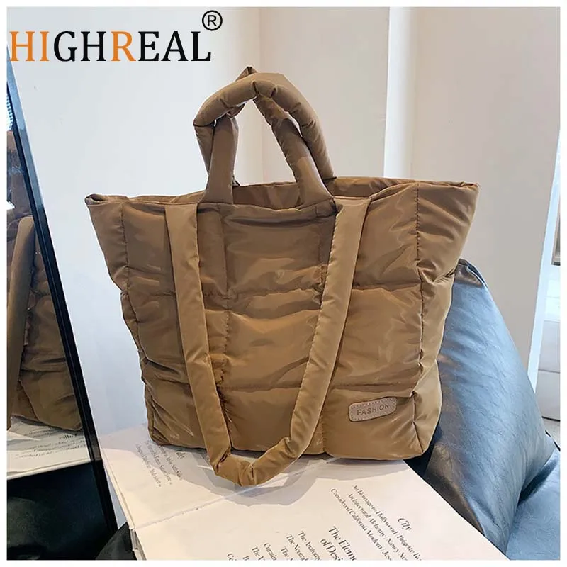 

Fashion Quilted Shoulder Bags Women Winter Space Cotton Padded Handbags Down Crossbody Top Handle Bags Ladies Shopping Tote Bags