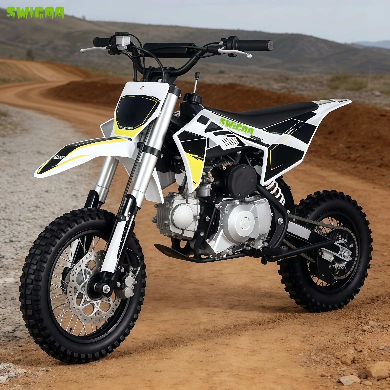 Фото Мини-мотоцикл MotoKids MotoSWICOO High Performance HS110, 4-тактный, с воздушным охлаждением, для бездорожья, легкий дизайн, для дикой местности №4