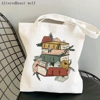 teacher supplies shopper bag floral and book printed bag shopping canvas shopper bag girl handbag tote shoulder lady gift bag