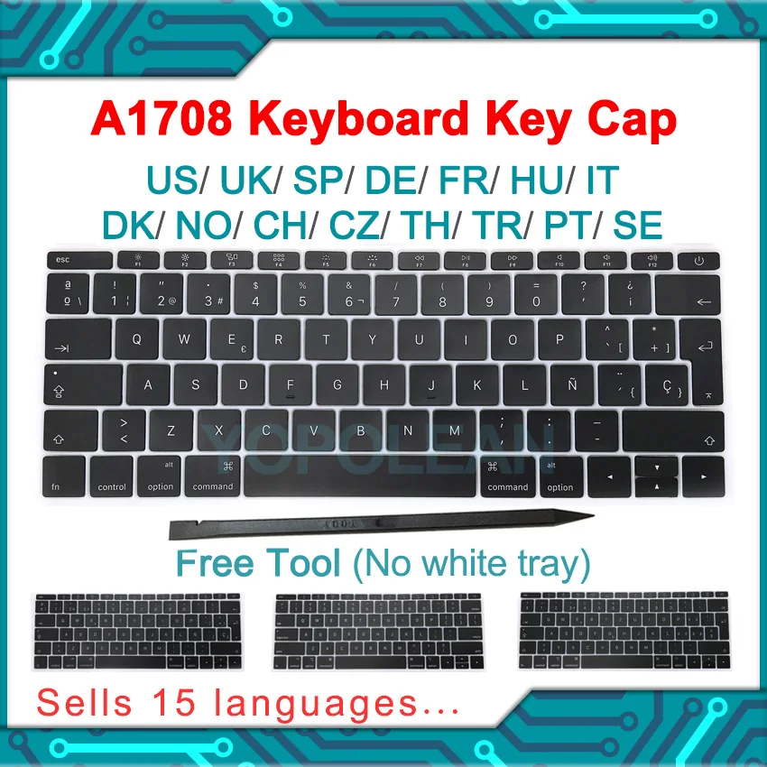 

New A1708 Keyboard keys keycap US UK French EU For Macbook Pro Retina 13" laptop key cap Late 2016 Mid 2017