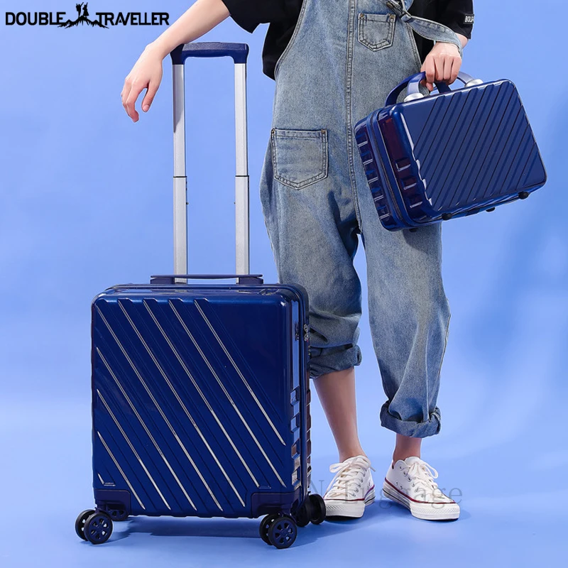 Set Cabin Rolling Luggage Fashion Trolley Case Bag Rose Gold
