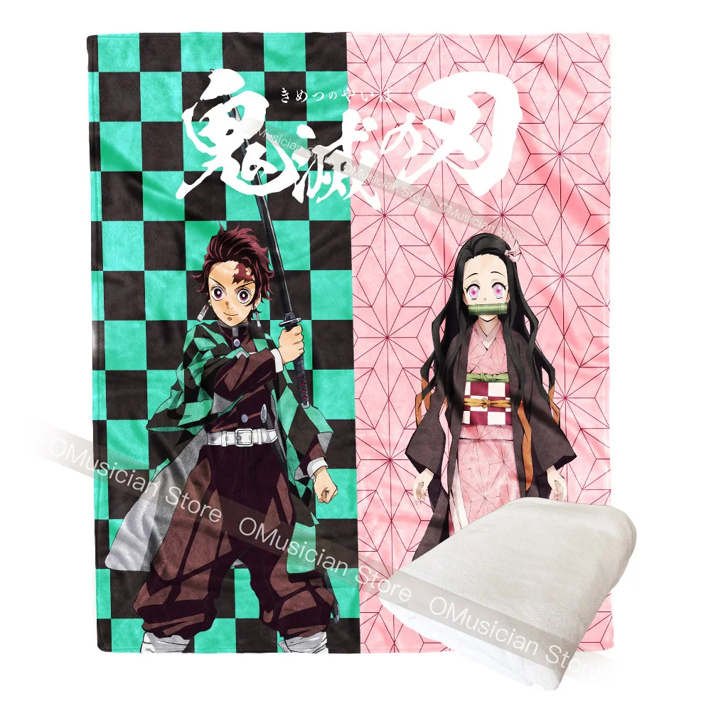 

Kamado Tanjirou Kamado Nezuko print Cartoons Couch blanket Soft blanket Teens BOY Girl Gift Kid‘s Gift
