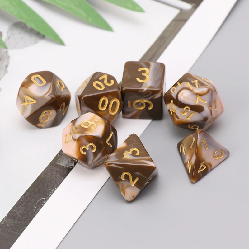 

7 шт./комплект, двусторонние D4 D6 D8 D10 D12 D20 для ролевой игры