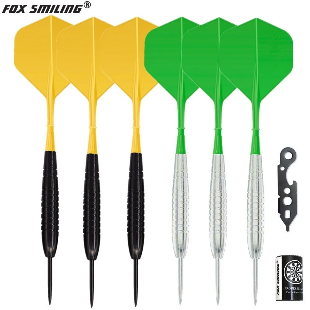 

Fox Smiling 6PCS 22g Dart Steel Tip Darts With 2BA Integrated Dart Flight And Shaft, 1pcs Tool, 1pcs Stone Sharpener