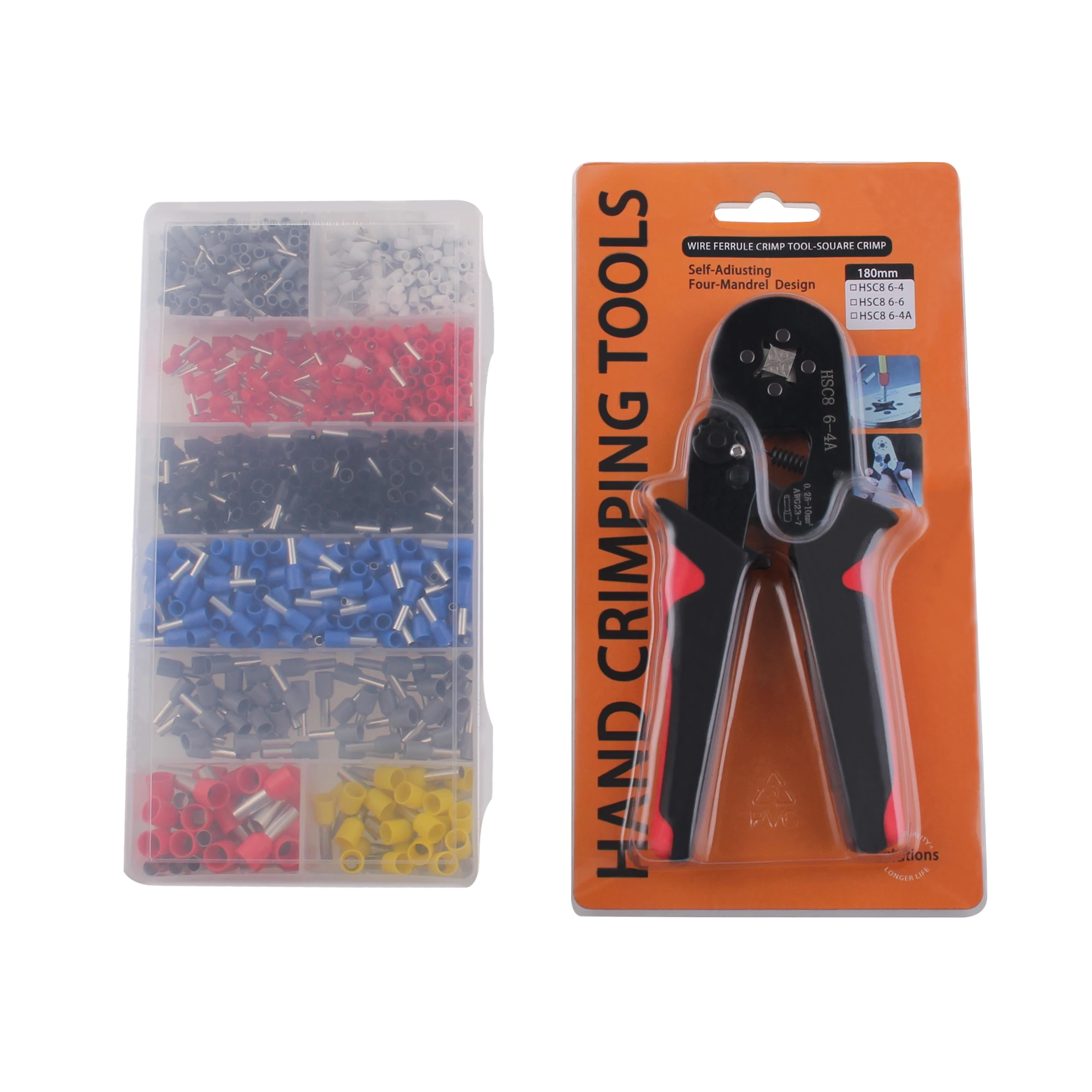 

HSC8 6-4A HCS8 6-6 Tube Terminal Crimping Pliers Set Multifunctional Cold Press Crimping Pliers + 700/1200pcs cold press termina