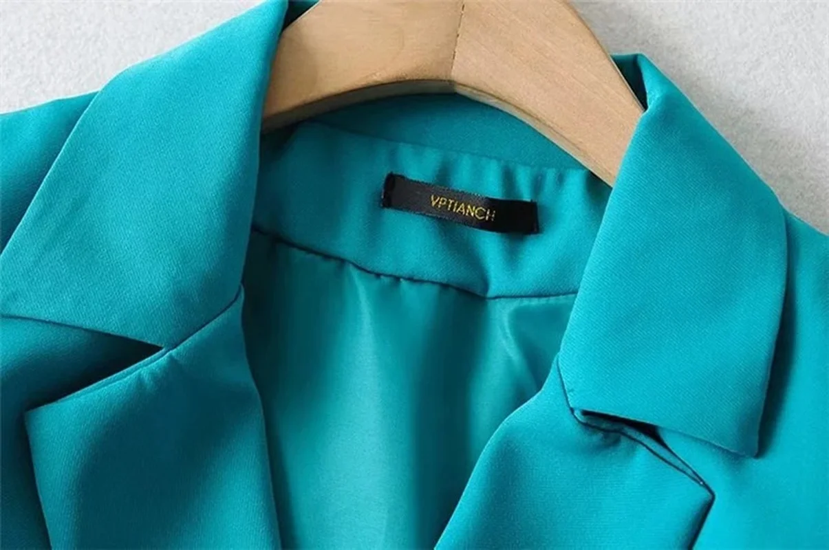 Casual Short Blazer Suit Women Simple Solid Colors Double Breasted Blazer Y2k Girl Cute Fashion Jacket Office Commute Clothing