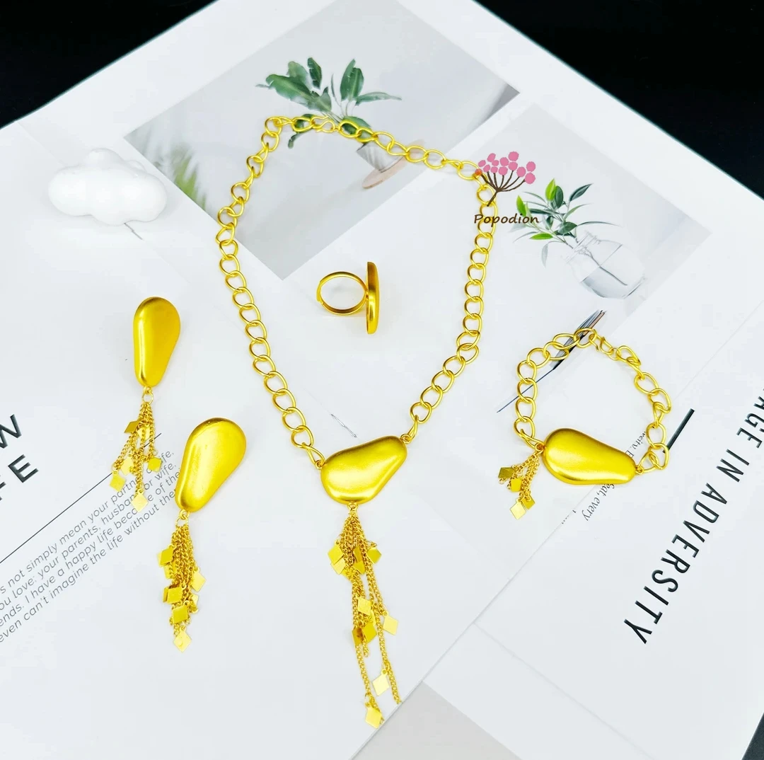 Новые позолоченные ожерелья и серьги из Дубая кольцо браслет Свадебная