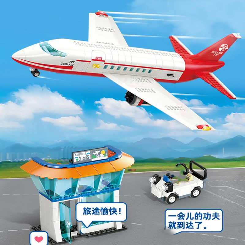 Набор для сборки пассажирского самолета конструктор города самолет кирпичи