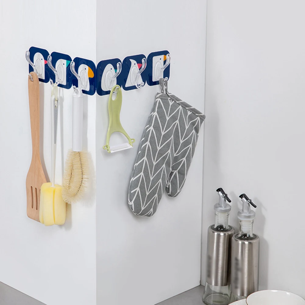 

Rows Hanger Nail-Free Wall Hooks Adhesive Sticker Wall Hanging Strong Home Decor Transparent Sticky Hook Storage