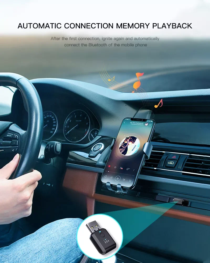 

Car Bluetooth 5.0 FM Transmitter Modulator Wireless Handsfree Audio Receiver Auto Mini Music USB Car Accessories No Delay/Noise