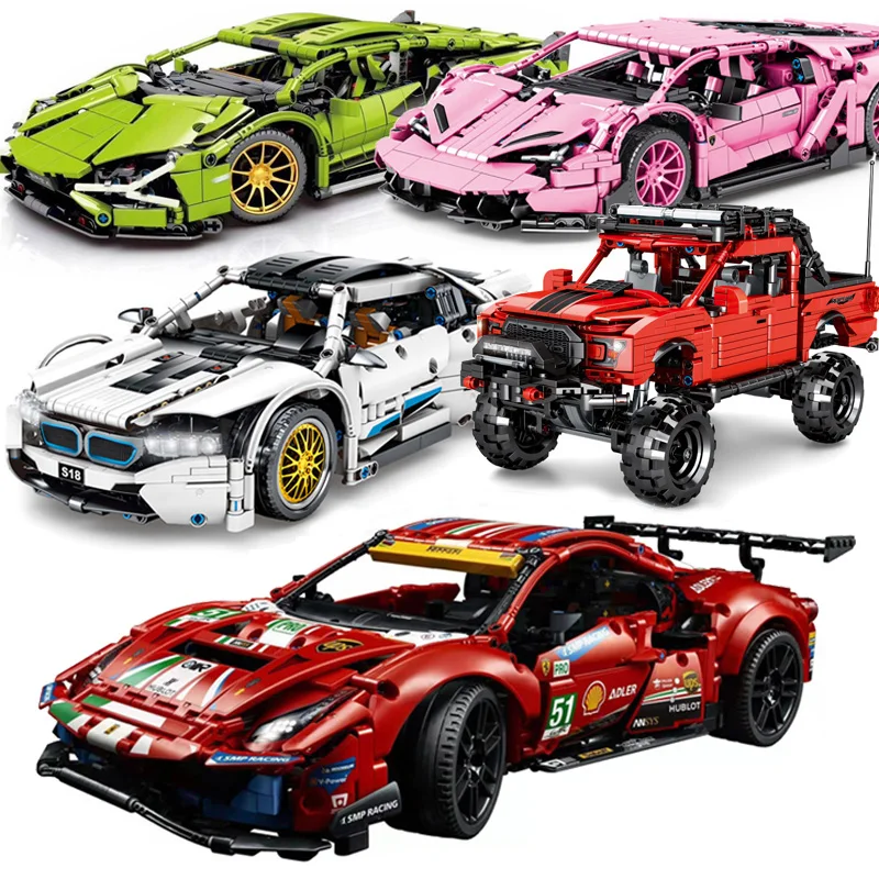 

1677pcs City Pull Back Racing Toys for Boys Building Blocks Ferraried Sport Car Bricks Set Kids Children Gift