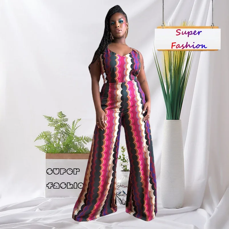 

Женский Летний комбинезон с лямкой на шее, с принтом