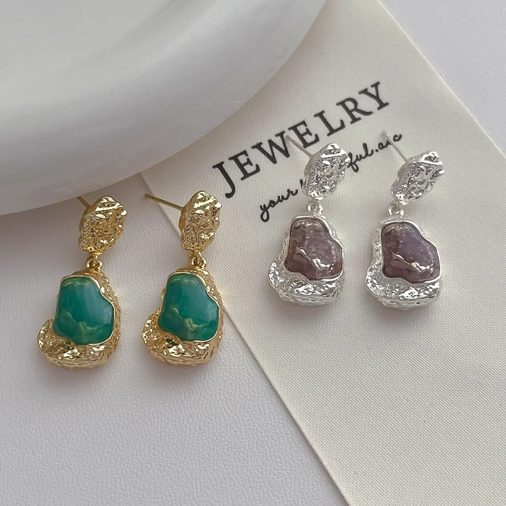 SimpleNicheDesign Чувствительность Необычные металлические серьги с капельным маслом