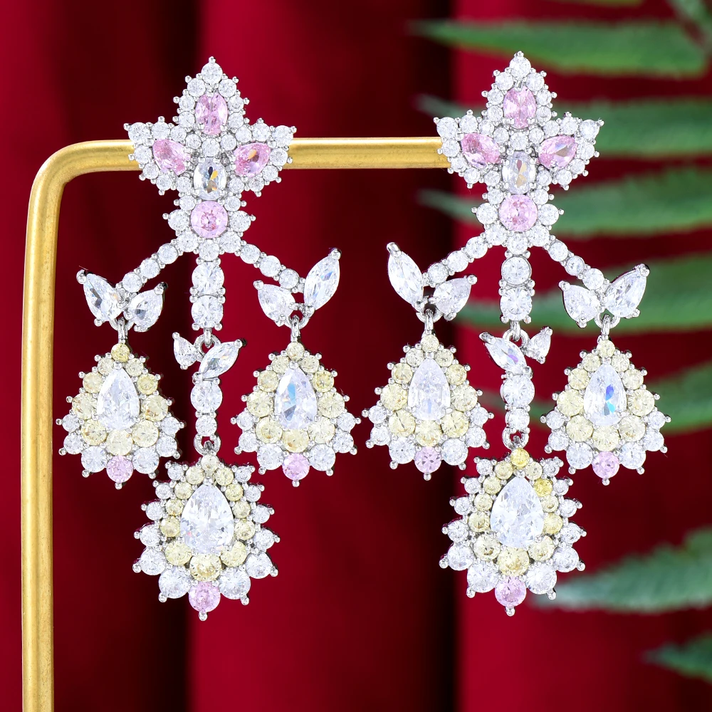 

Soramoore Luxury CZ BOHO Big Pendant Earrings For Women Wedding Bridal Jewelry aretes de mujer modernos 2022 New Facebook Ins